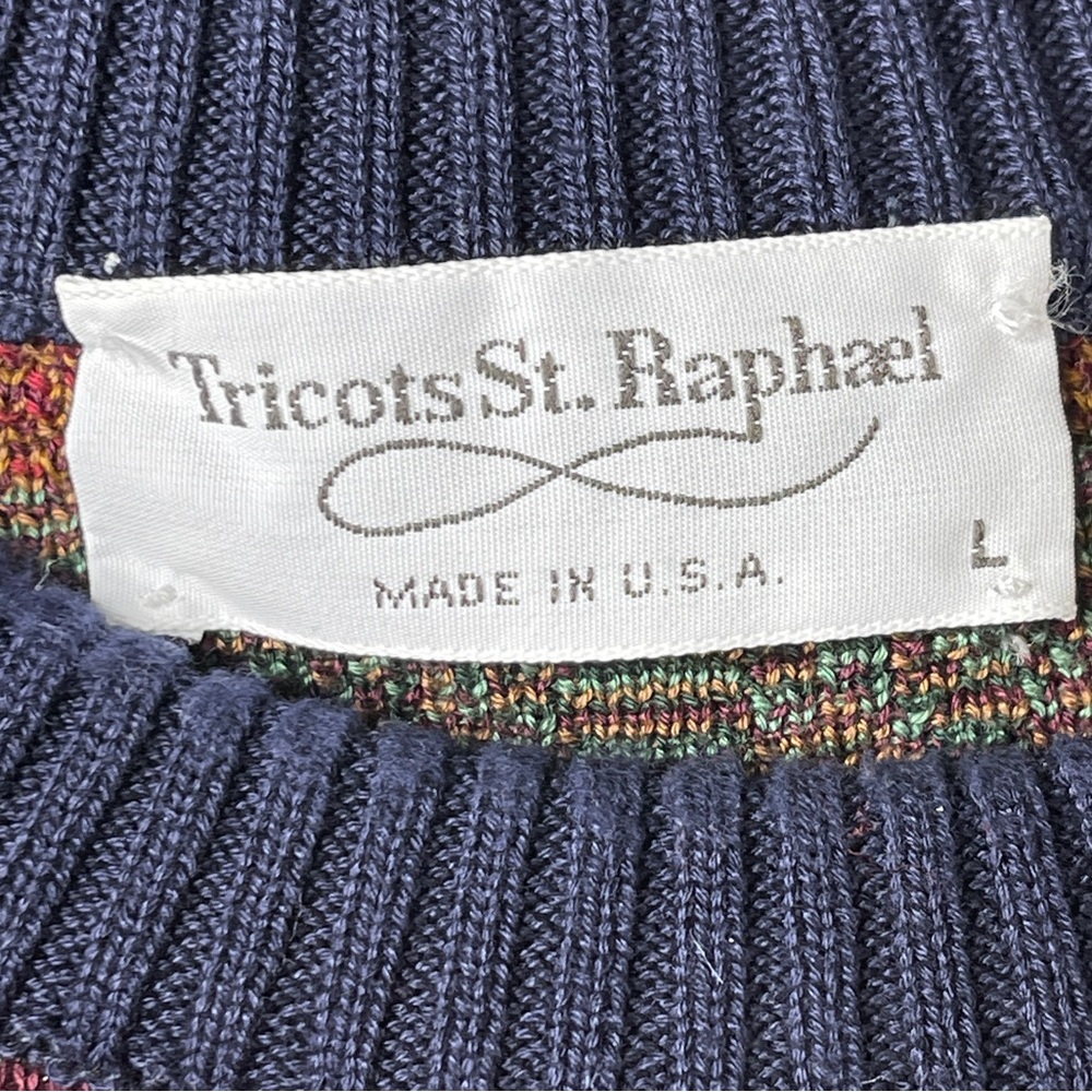Tricots St Raphael Men's Vintage Sweater 100% Cotton Fair Isle Pattern Large - Picture 3 of 6